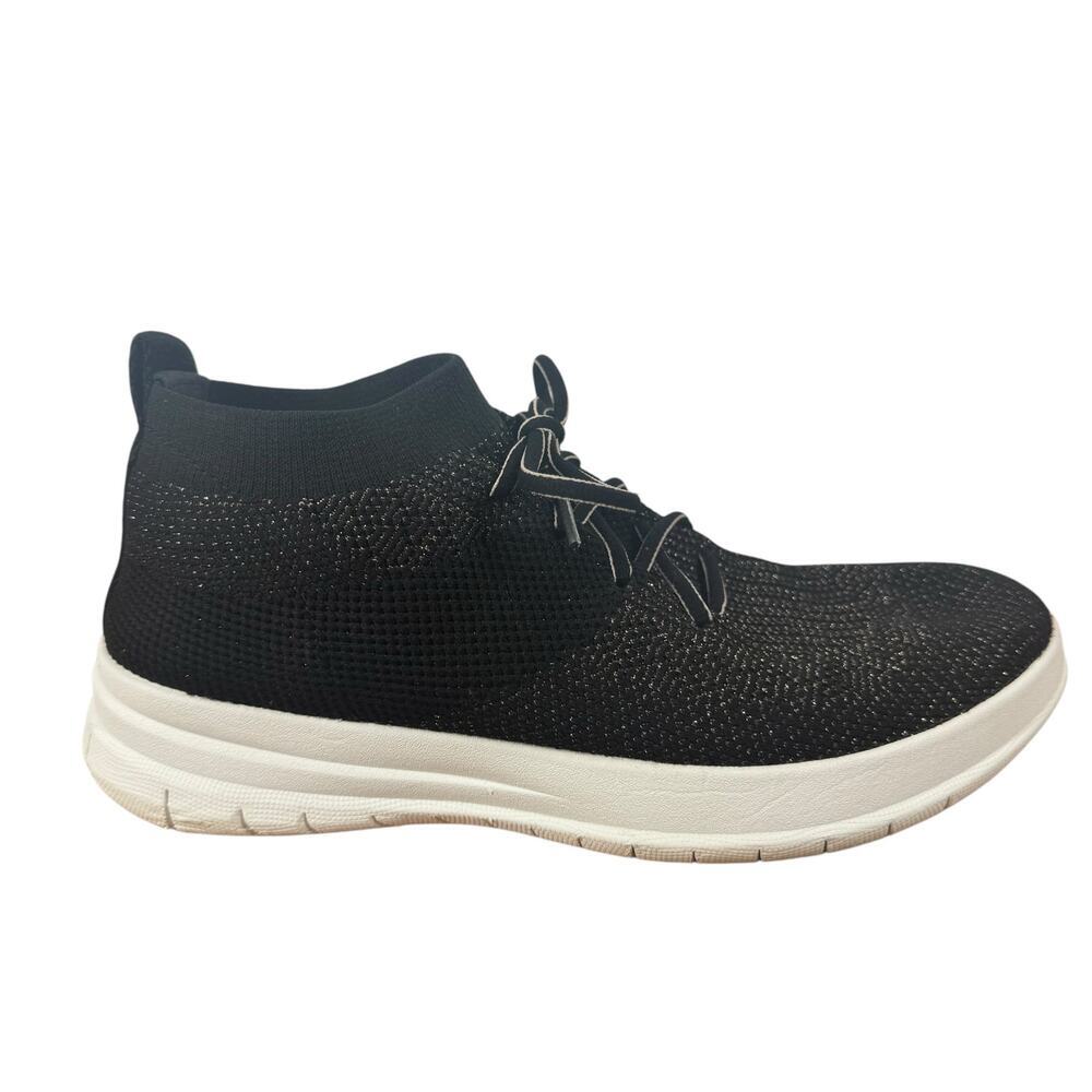 FitFlop Sneaker Women Size 8 Black Gold Speckled Metallic Uberknit High Top Shoe